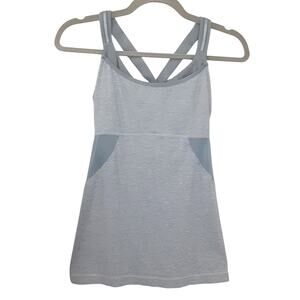 Lululemon Gray Racerback Tank Top Adjustable Sports Bra Back Loop Womens 4 Dance